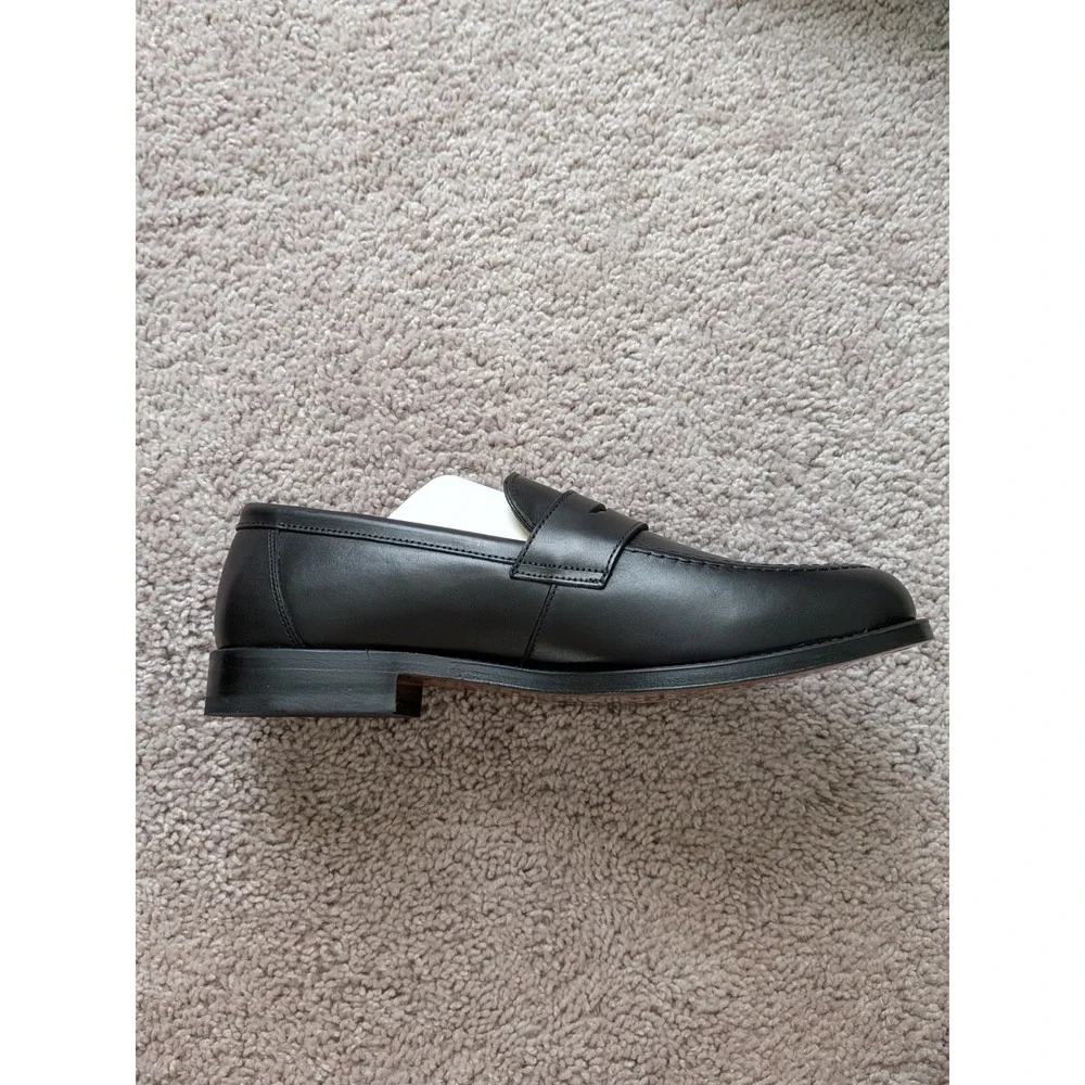 Charles Tyrwhitt Black Leather Penny Loafers Mens US 9.5 UK 8.5 NEW In BOX